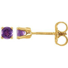 Load image into Gallery viewer, 14K Yellow3 mm Round Amethyst Youth Birthstone Earrings
