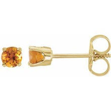 Load image into Gallery viewer, 14K Yellow 3 mm Round Imitation Citrine Youth Birthstone Earrings
