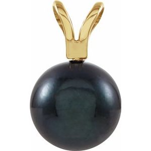 14K Yellow Black Akoya Cultured Pearl Pendant
