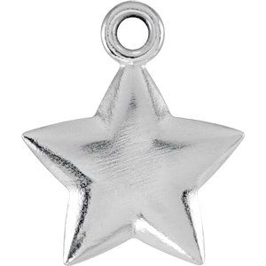 Sterling Silver 11.5x9.75 mm Puffed Star Charm with Jump Ring