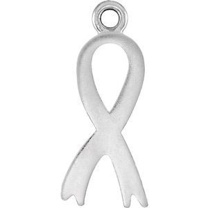 14K White Breast Cancer Awareness Ribbon Charm