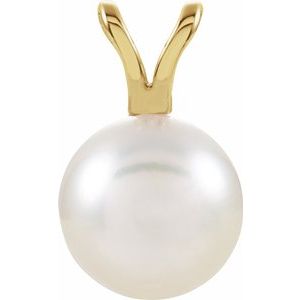 14K Yellow Akoya Cultured Pearl Pendant