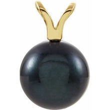 Charger l&#39;image dans la galerie, 14K Yellow Black Akoya Cultured Pearl Pendant
