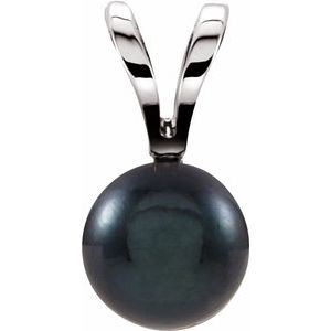 14K White Black Akoya Cultured Pearl Pendant