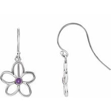 Load image into Gallery viewer, Sterling Silver Amethyst Flower Earrings
