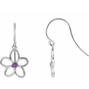 Sterling Silver Amethyst Flower Earrings