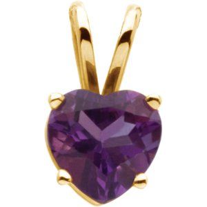 14K Yellow 6 mm Amethyst Heart Pendant