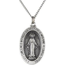 Charger l&#39;image dans la galerie, Sterling Silver 29x20 mm Oval Miraculous Medal 24&quot; Necklace
