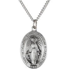 Charger l&#39;image dans la galerie, Sterling Silver 28.5x17.75 mm Oval Miraculous Medal 24&quot; Necklace
