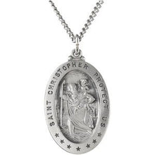 Charger l&#39;image dans la galerie, Sterling Silver 29x20 mm Oval St. Christopher 24&quot; Necklace
