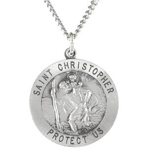 Sterling Silver 33 mm St. Christopher Medal 24‚Äù Necklace
