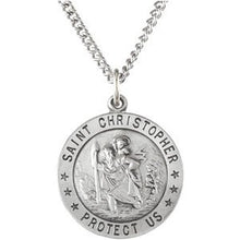 Charger l&#39;image dans la galerie, Sterling Silver 22 mm St. Christopher Medal 24‚Äù Necklace
