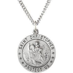 Sterling Silver 22 mm St. Christopher Medal 24‚Äù Necklace