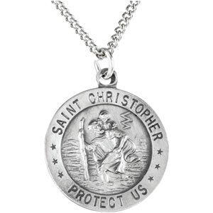 Sterling Silver 18 mm St. Christopher Medal 18‚Äù Necklace