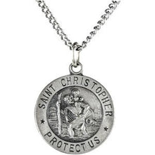 Load image into Gallery viewer, Sterling Silver 15 mm St. Christopher Medal 18‚Äù Necklace
