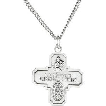 Load image into Gallery viewer, Sterling Silver 19x17.7 mm Four-Way Cross Medal 18&quot; Necklace

