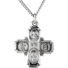 Load image into Gallery viewer, Sterling Silver 19x17.7 mm Four-Way Cross Medal 18&quot; Necklace
