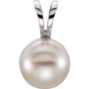 14K White Akoya Cultured Pearl Pendant