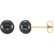 Load image into Gallery viewer, 14K Yellow 5-6 mm Black Freshwater Cultured Pearl Earrings
