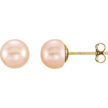 Load image into Gallery viewer, 14K Yellow 6-7 mm Pink Freshwater Cultured Pearl Earrings
