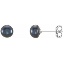Load image into Gallery viewer, Sterling Silver 5-6 mm Black Freshwater Cultured Pearl Earrings
