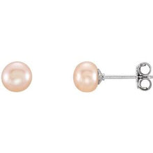 Load image into Gallery viewer, Sterling Silver 5-6 mm Pink Freshwater Cultured Pearl Earrings
