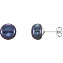 Load image into Gallery viewer, Sterling Silver 8-9 mm Black Freshwater Cultured Pearl Earrings
