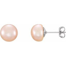 Load image into Gallery viewer, Sterling Silver 8-9 mm Pink Freshwater Cultured Pearl Earrings
