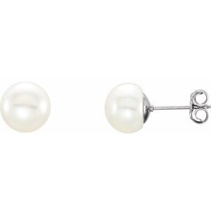 Sterling Silver 8-9 mm White Freshwater Cultured Pearl Earrings