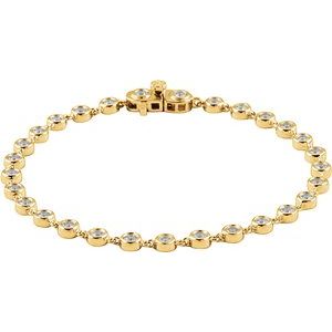 Bracelet en or jaune 14 carats avec 2 diamants CTW et une ligne de 7 po