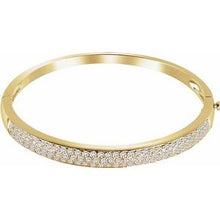 Load image into Gallery viewer, 14K Yellow 3 CTW Diamond Pave&#39; Bangle 7&quot; Bracelet
