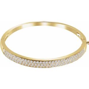 14K Yellow 3 CTW Diamond Pave' Bangle 7" Bracelet