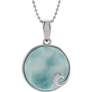 Sterling Silver Larimar Cabochon 18