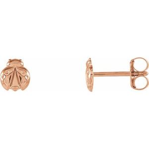 14K Rose Ladybug Earrings