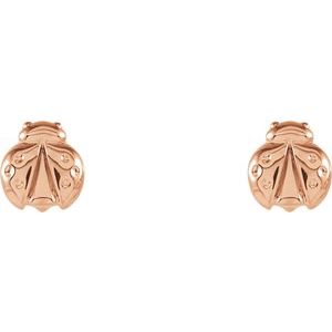 14K Rose Ladybug Earrings