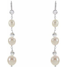 Load image into Gallery viewer, Freshwater Cultured Pearl &amp; Crystal Earrings
