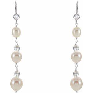 Freshwater Cultured Pearl & Crystal Earrings
