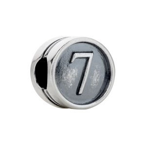 Sterling Silver Numeral #7 Cylinder Bead