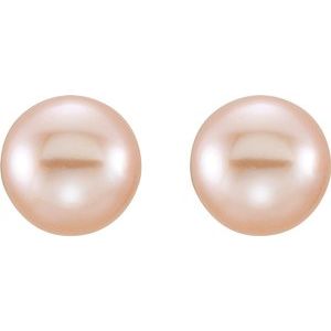 14K Yellow 5-6 mm Pink Freshwater Cultured Pearl Earrings