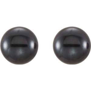 14K Yellow 5-6 mm Black Freshwater Cultured Pearl Earrings