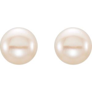 14K Yellow 6-7 mm White Freshwater Cultured Pearl Earrings