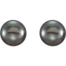 Load image into Gallery viewer, 14K Yellow 6-7 mm Black Freshwater Cultured Pearl Earrings

