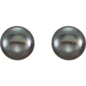 14K Yellow 6-7 mm Black Freshwater Cultured Pearl Earrings