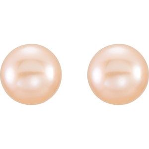 14K Yellow 6-7 mm Pink Freshwater Cultured Pearl Earrings