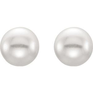 14K Yellow 7-8 mm White Freshwater Cultured Pearl Earrings