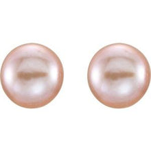 Charger l&#39;image dans la galerie, 14K Yellow 7-8 mm Pink Freshwater Cultured Pearl Earrings
