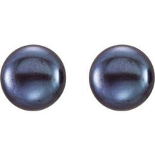 Load image into Gallery viewer, Sterling Silver 8-9 mm Black Freshwater Cultured Pearl Earrings
