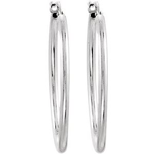 Sterling Silver 18x24 mm Oval Tube Hoop Earrings