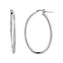 Load image into Gallery viewer, Sterling Silver 18x24 mm Oval Tube Hoop Earrings
