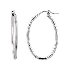 Sterling Silver 18x24 mm Oval Tube Hoop Earrings